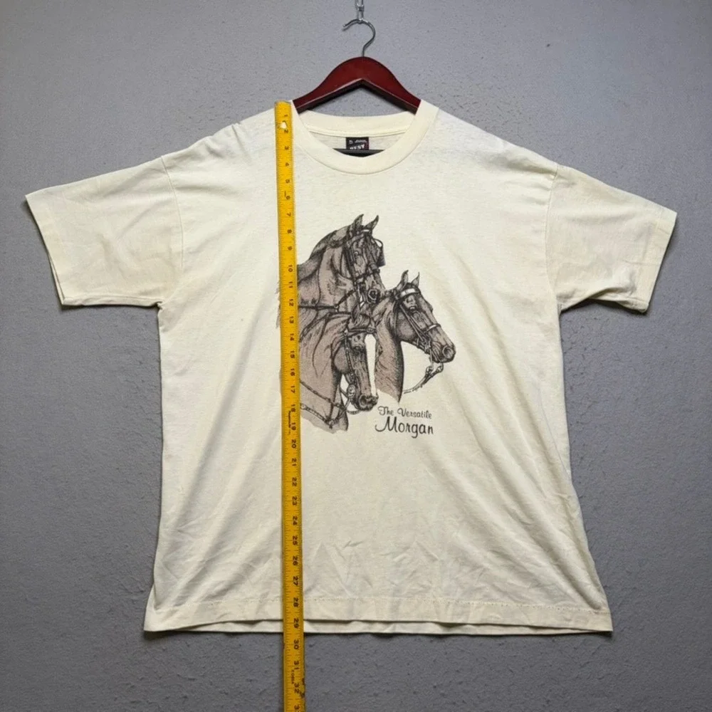 Fruit of the Loom T-Shirt Mens XL Cream The Versatile Morgan Horse Vintage 90s